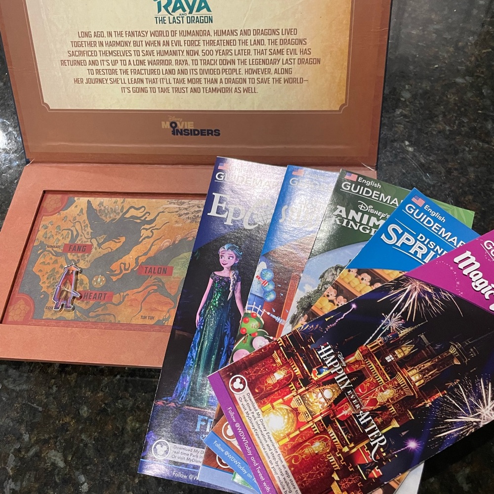 Disney Raya and the Last Dragon Pin and 5 Walt Disney World Maps Bundle